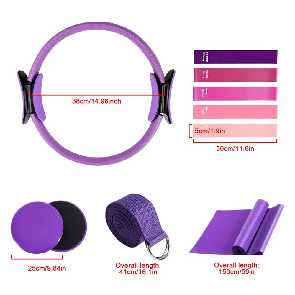 Pilates Kit 12 Pieces Portable Yoga Exercise Gear Pilates Equipment Set for Beginners Women Family Friends Enthusiasts Home