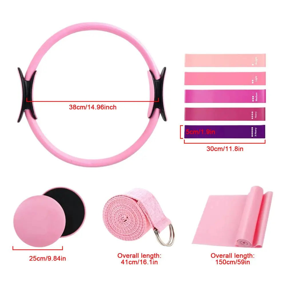 Pilates Kit 12 Pieces Portable Yoga Exercise Gear Pilates Equipment Set for Beginners Women Family Friends Enthusiasts Home