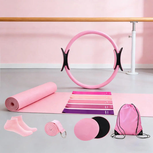 Pilates Kit 12 Pieces Portable Yoga Exercise Gear Pilates Equipment Set for Beginners Women Family Friends Enthusiasts Home